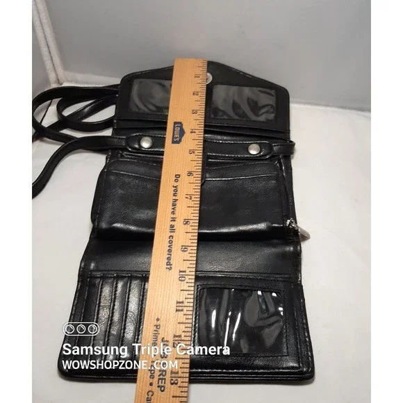 Bueno Black Crossbody Wallet Purse Shoulder Bag Tigers Eye Embossed Gator Croc - Picture 6 of 12